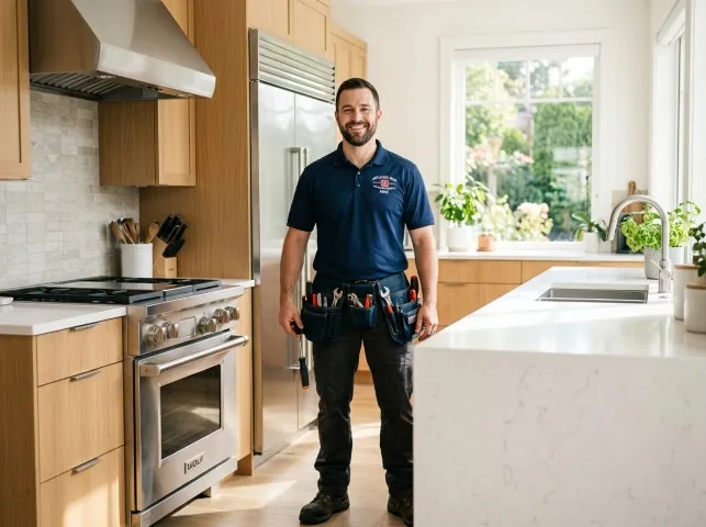 Appliance Repair Hero technician in a Ball Ground, GA kitchen after an appliance repair